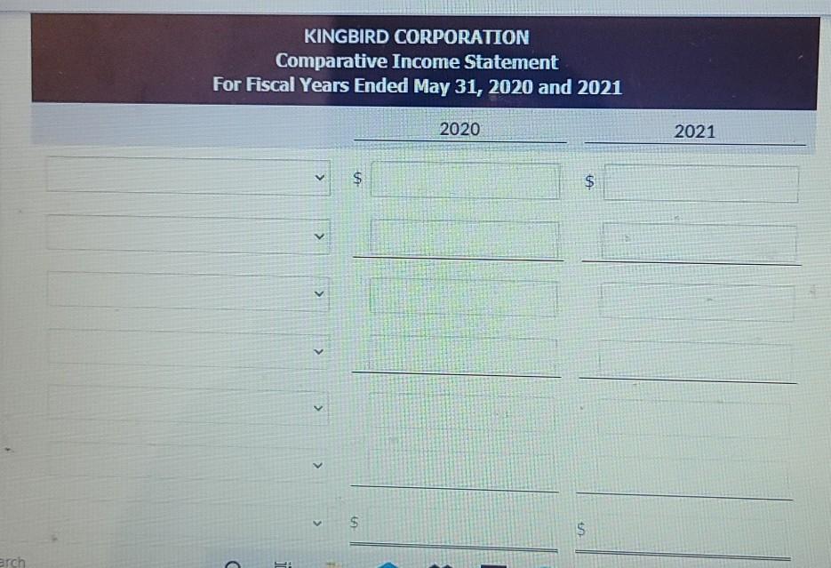 May 31, 2020, and May 31, 2021. The income from operations for