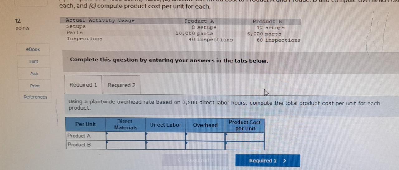 method and activity-based costir LO P1, P3 12 points Consider the following