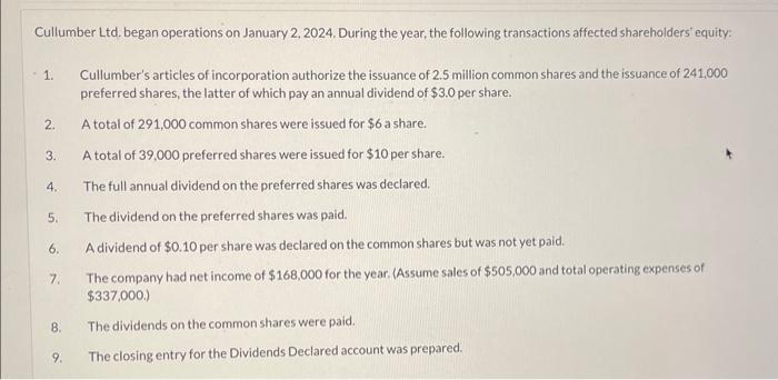  please only use the account below Cullumber Ltd. began operations on