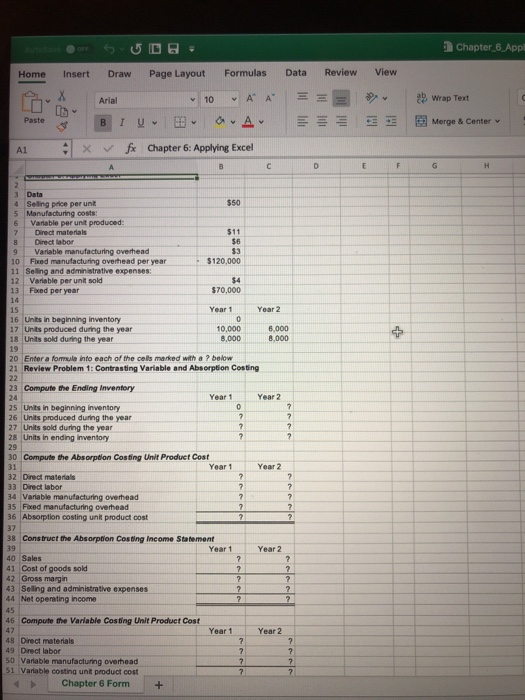  ( Chapter 6.App ; Home Insert Draw Page Layout Formulas Data