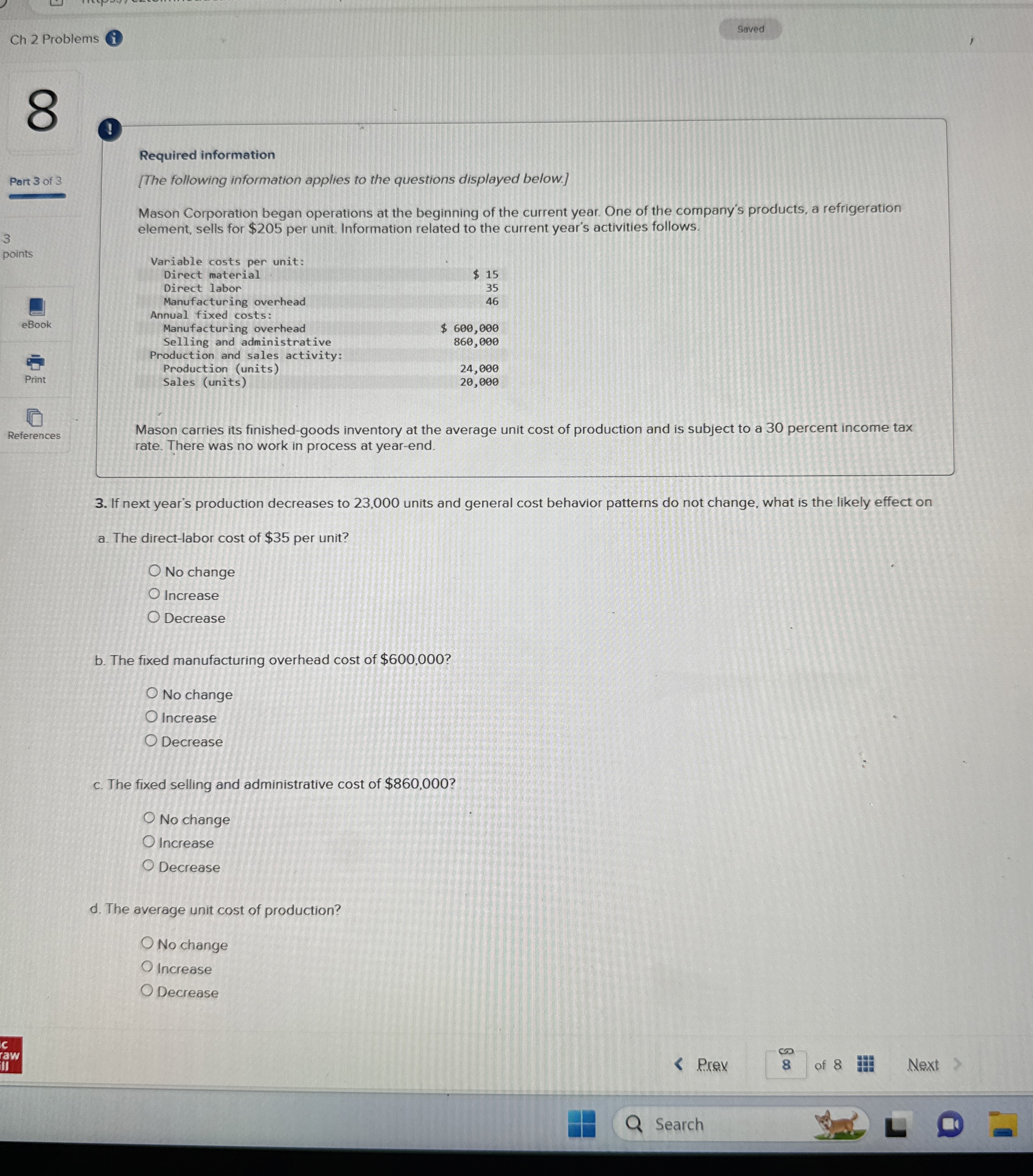  Ch 2 Problems (i) (!) Required information Port 3 of 3