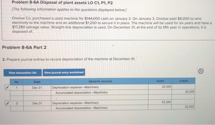 plant assets LO C1, P1, P2 [The following information applies to the
