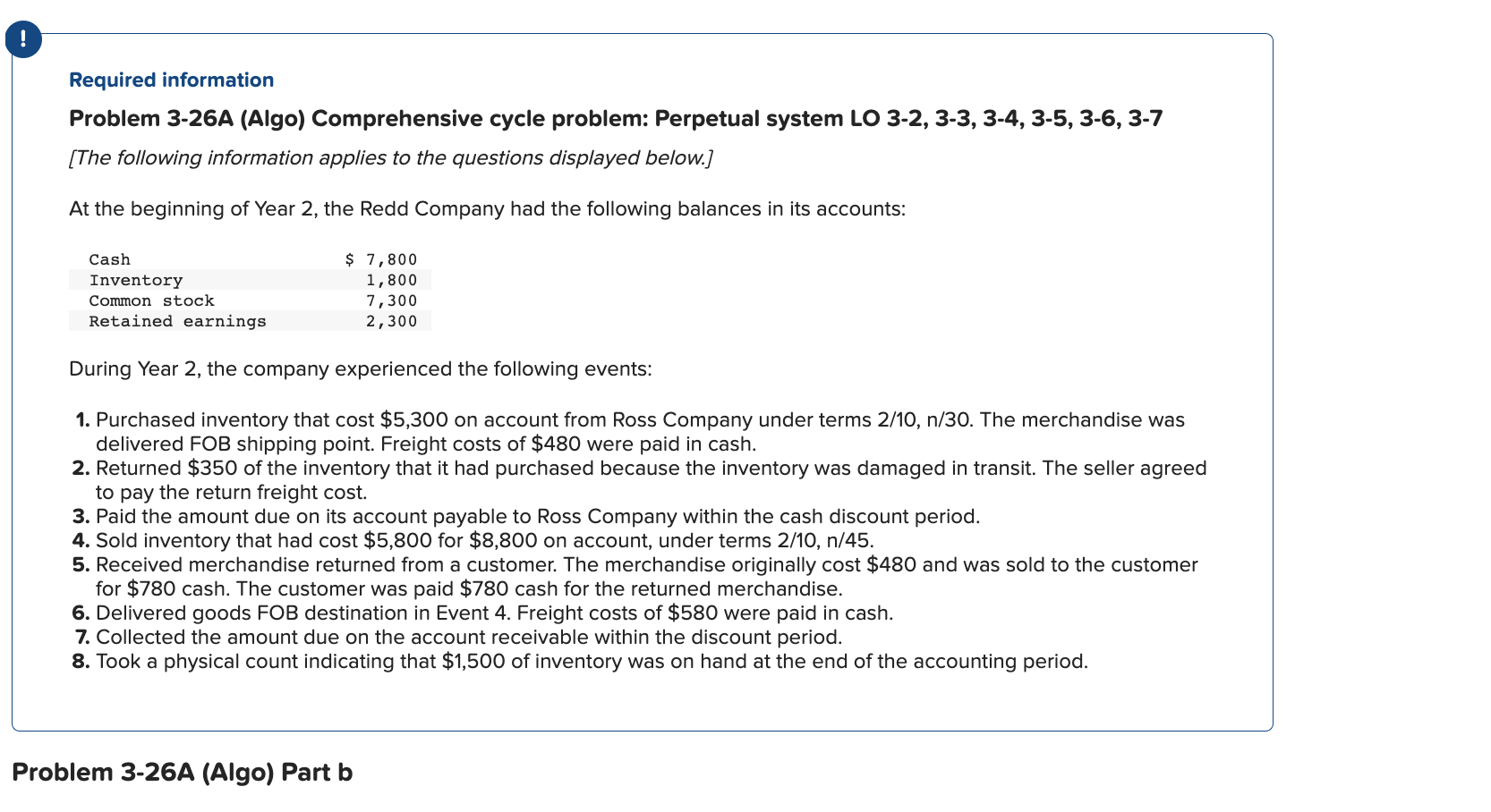 Required information Problem 3-26A (Algo) Comprehensive cycle problem: Perpetual system LO