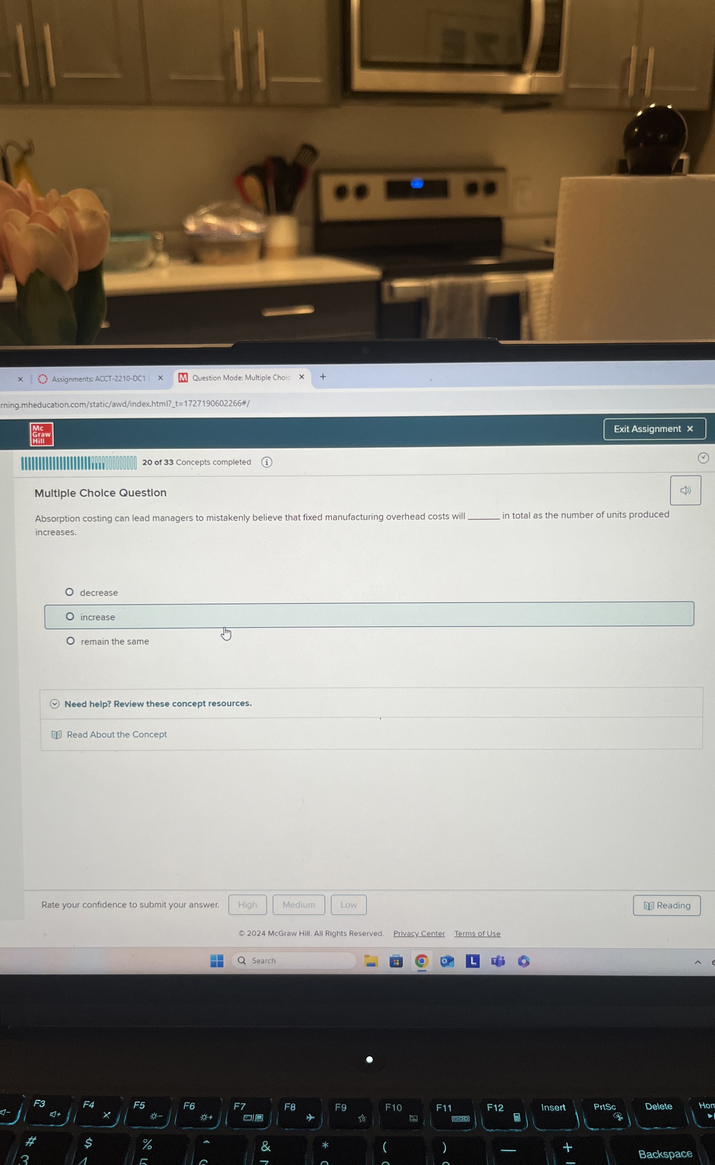  Multiple Choice Question Absorption costing can lead managers to mistakenly believe
