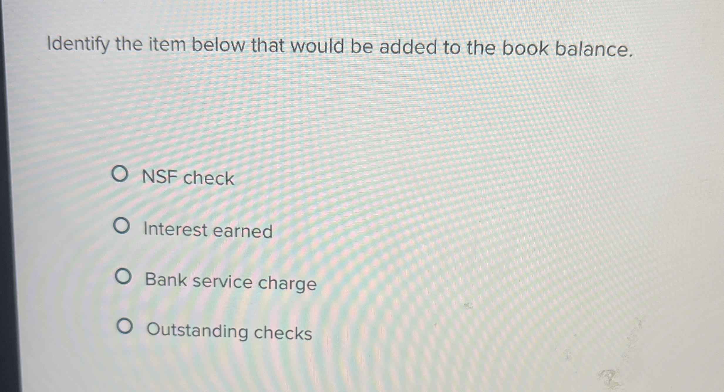  Identify the item below that would be added to the book