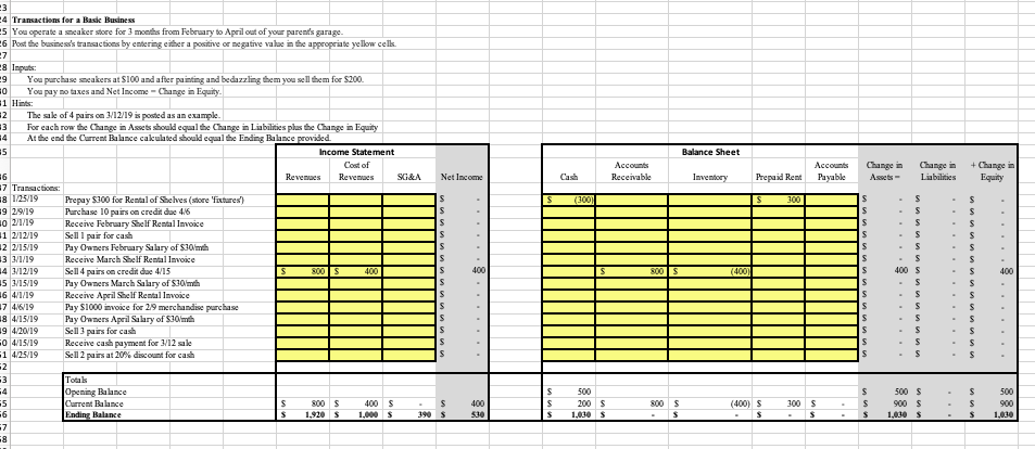 -4 Transactions for a Basic Business 5 You operate a sneaker