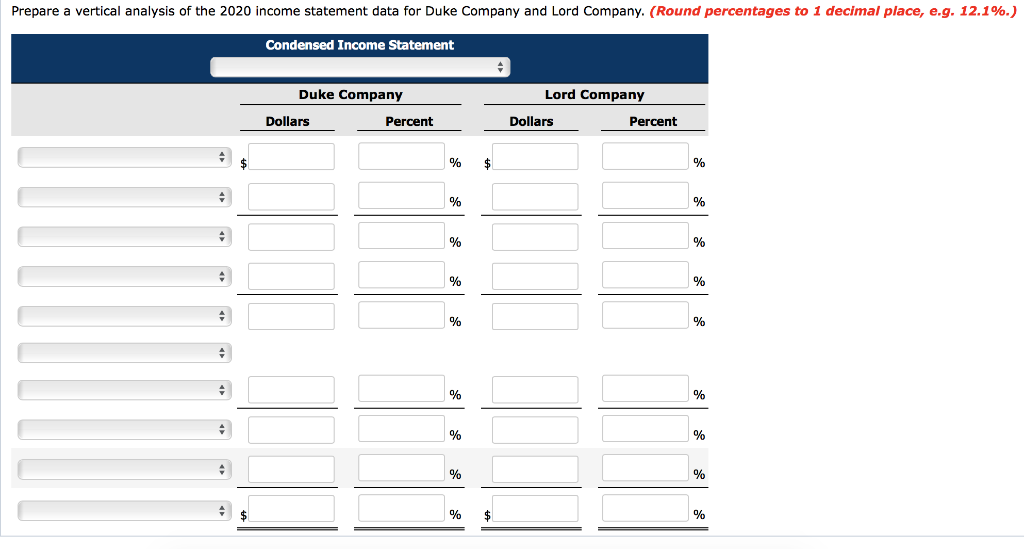 Company and Lord Company, two competitors. All balance sheet data are as
