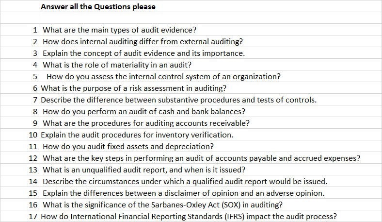  Answer all the Questions please 1 What are the main types