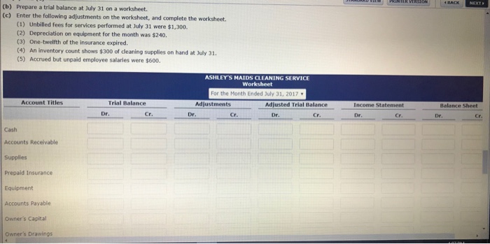 VIEW PRINTER Comprehensive Problem 4 (Part Level Submission) Ashley Williams opened Ashley's