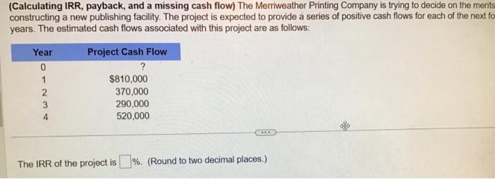  Finding the IRR So far Ive used this set up and