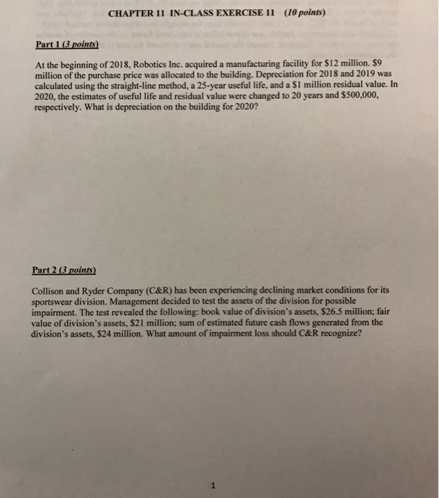  CHAPTER 11 IN-CLASS EXERCISE 11 (10 points) At the beginning of