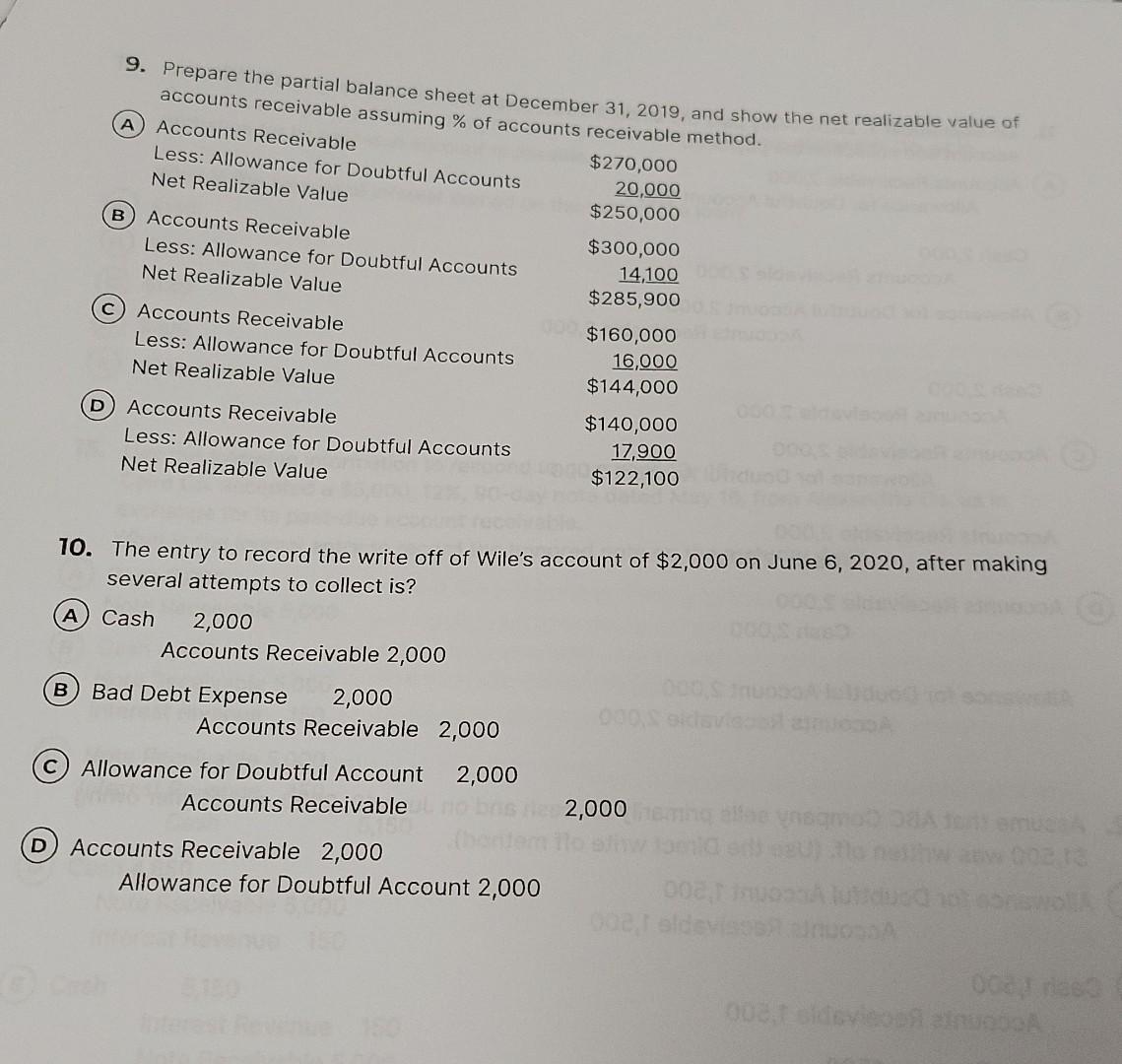 12 multiple choice questions 9. Prepare the partial balance sheet at