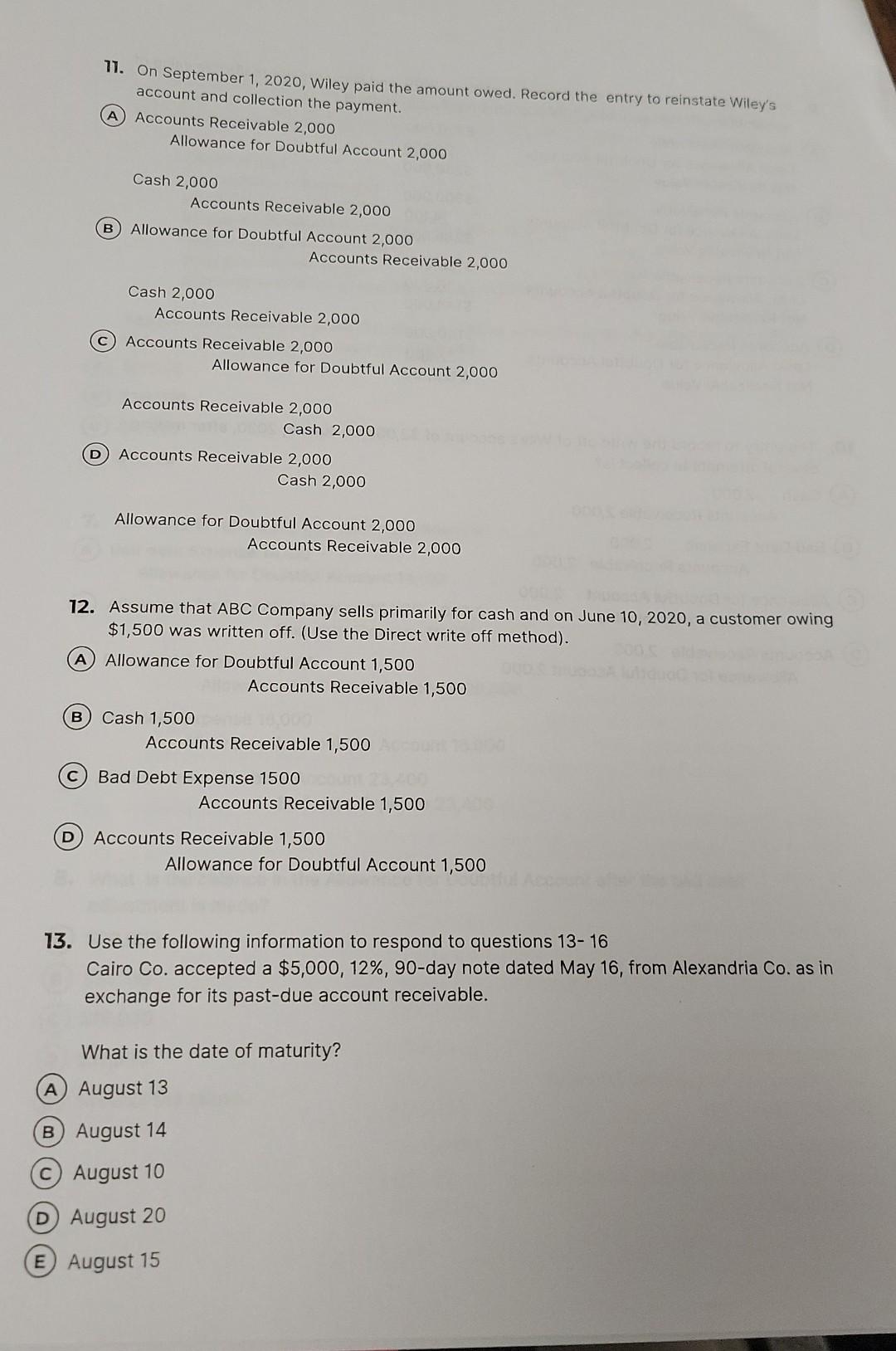 December 31, 2019, and show the net realizable value of accounts receivable