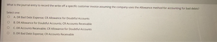  What is the journal entry to record the write off a