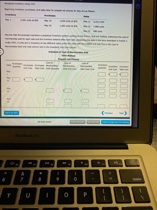  Perpetual Inventory Using FIFO Beginning inventory, purchases, and sales data for
