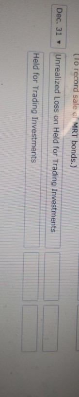 I need help with the journal entry for dec 31. thanks