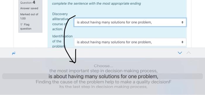  complete the sentence with the most appropriate ending Question 4 Answer
