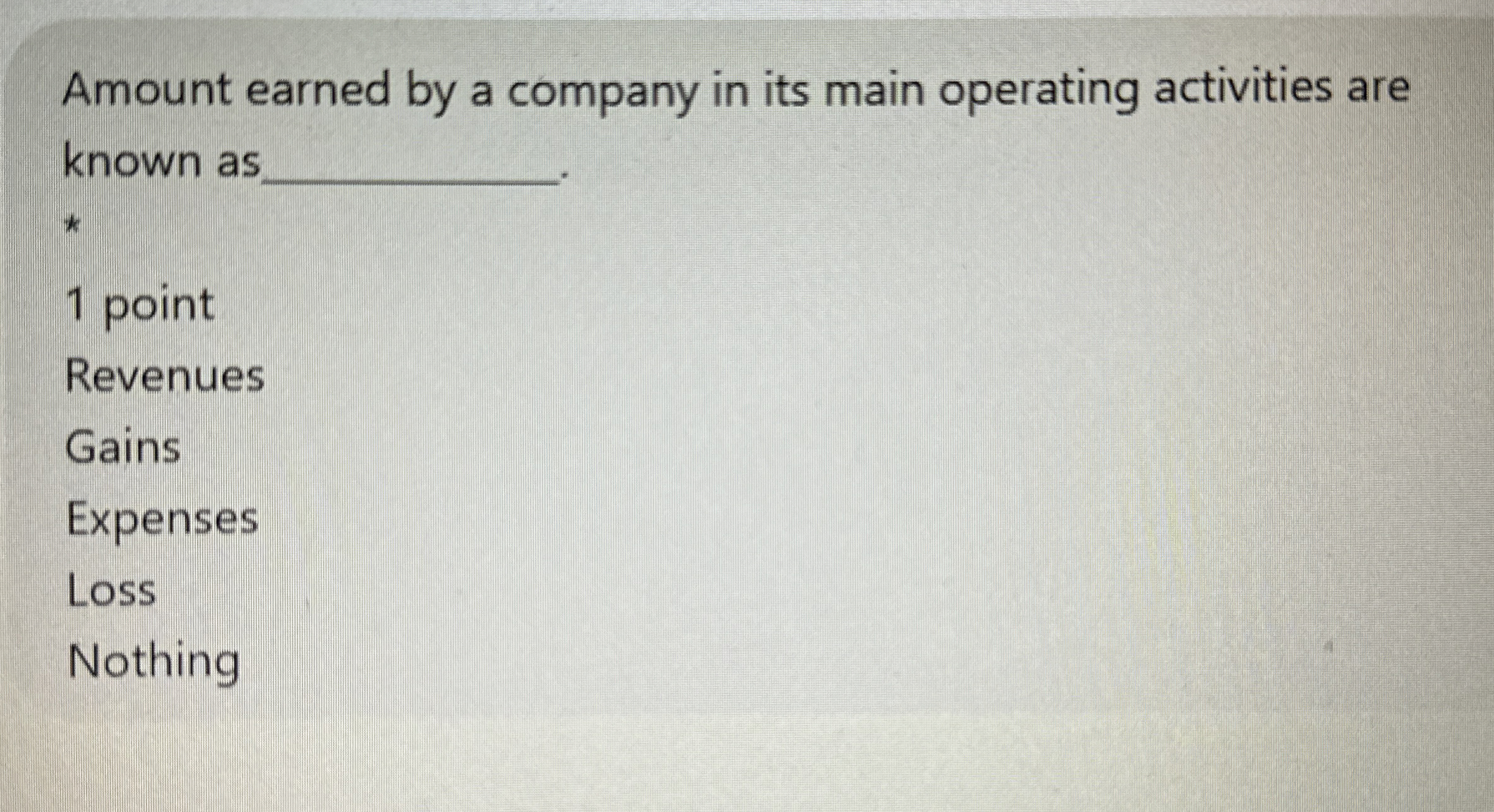  Amount earned by a company in its main operating activities are