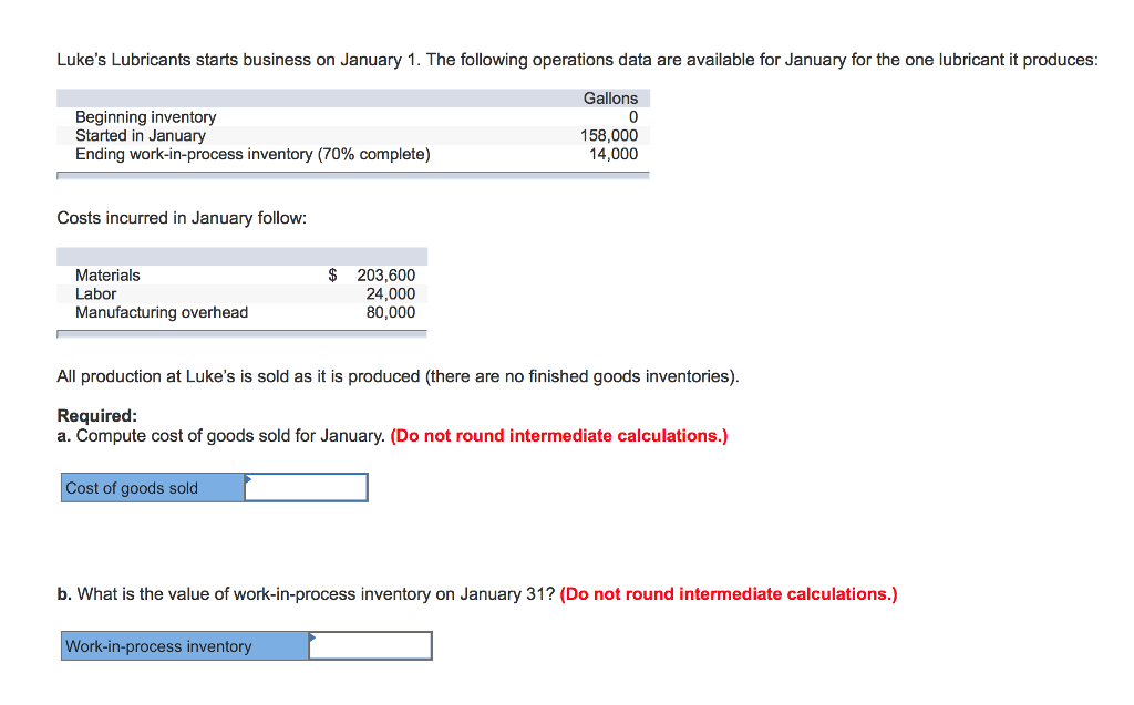 Lukes Lubricants starts business on January 1. The following operations data are