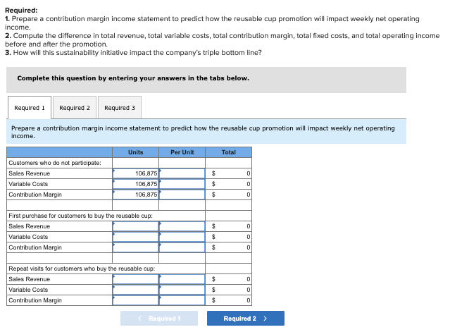 per unit, difference. etc). E5-18 (Algo) Predicting How Sustainability Initiatives Will Impact