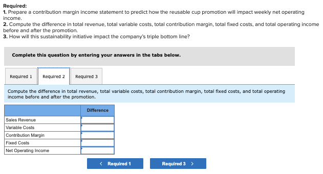 the Contribution Margin Income Statement (LO 5-5) Starcups Coffee Company is launching