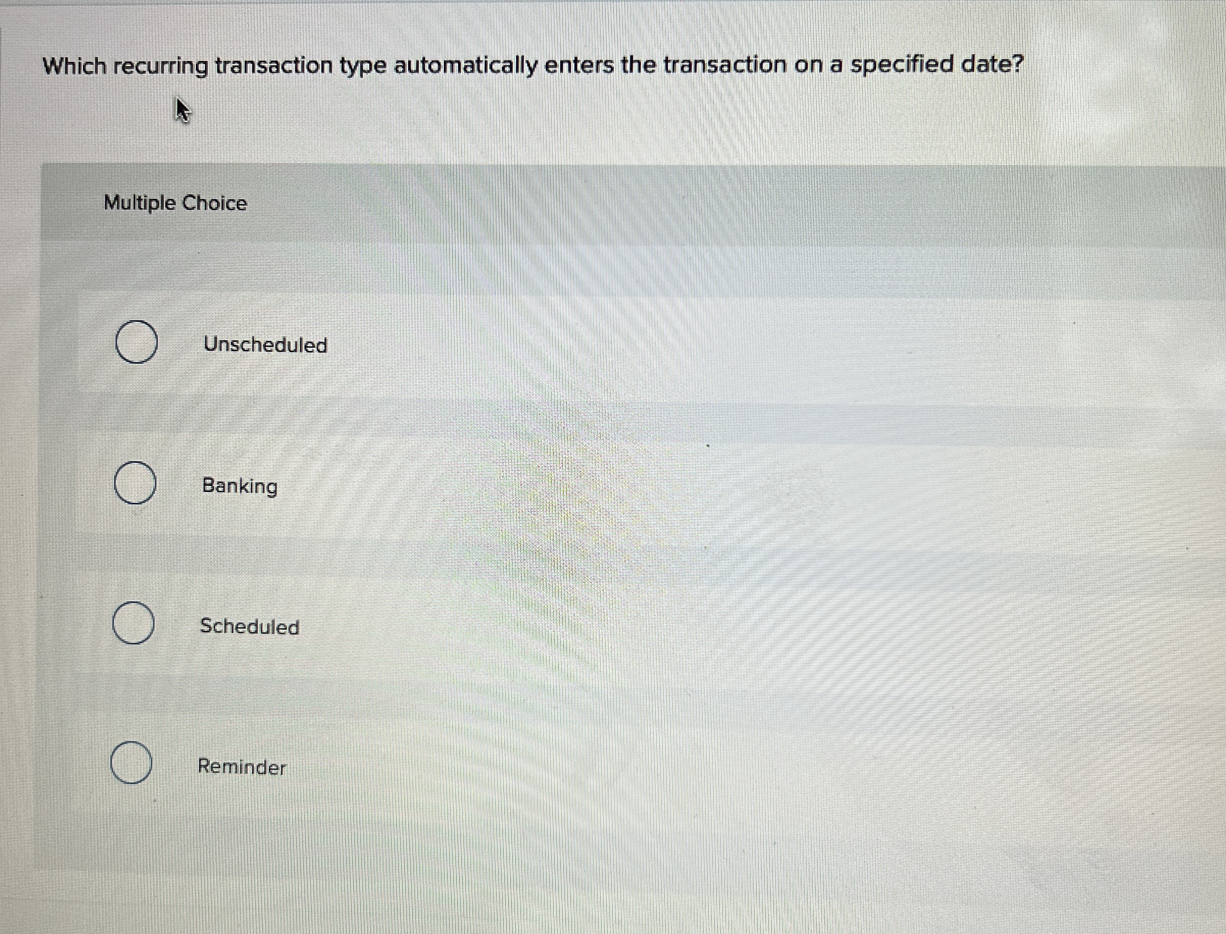  Which recurring transaction type automatically enters the transaction on a specified