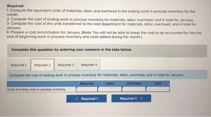units and transferred them to the next department. The cost of beginning