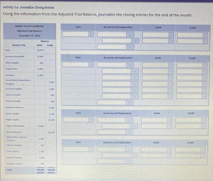 pleaseeeee help Activity 3.a-Journalize closing Entries Using the information from the Adjusted