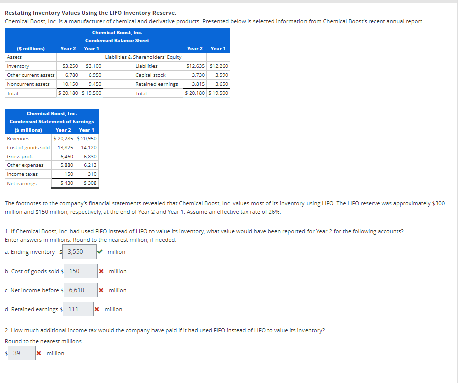  Restating Inventory Values Using the LIFO Inventory Reserve. Chemical Boost, Inc.