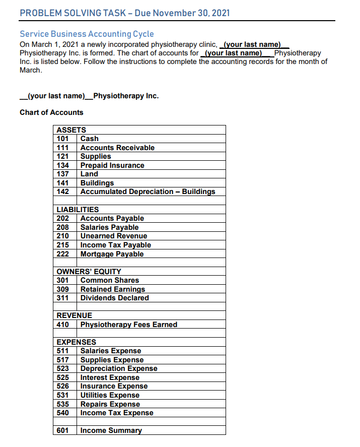 Common shares issued 1,137,553 PROBLEM SOLVING TASK - Due November 30,