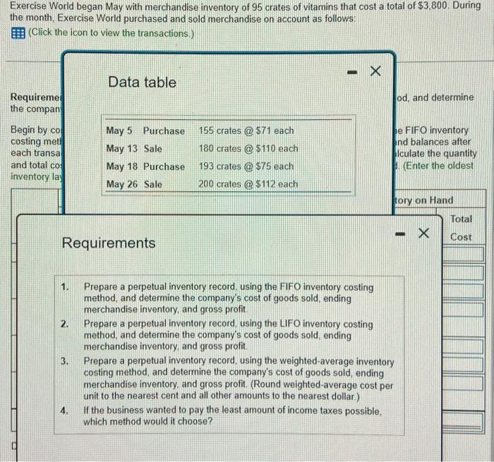inventory, and gross profit. Begin by computing the cost of goods sold