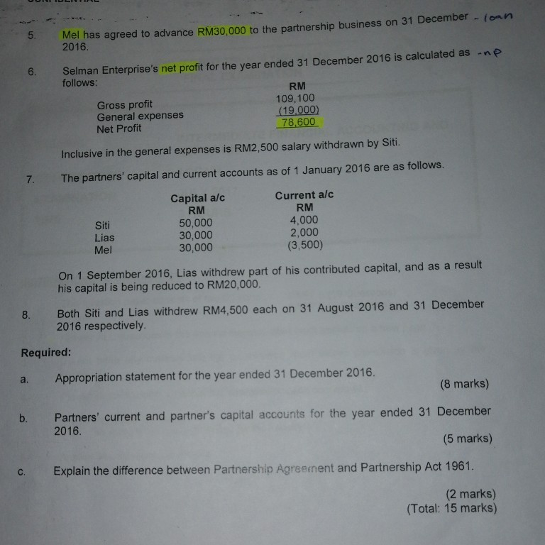 so much. QUESTION4 Selman Enterprise was formed last year by three enterprising