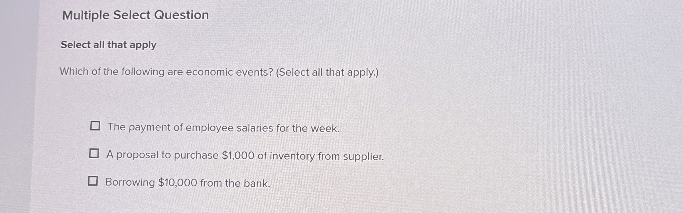  Multiple Select Question Select all that apply Which of the following