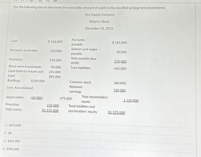  Use the following data to determine the total dollar amount of