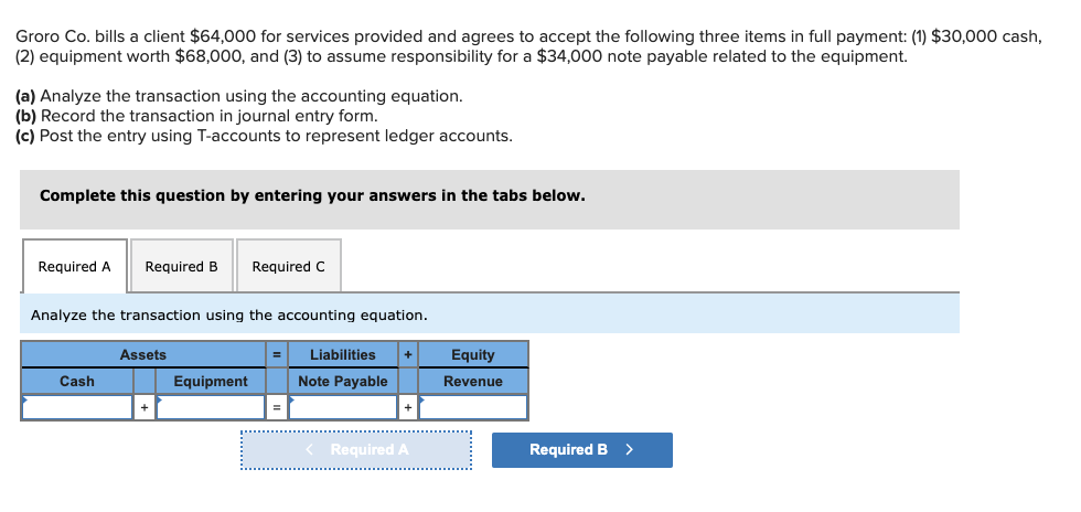 Groro Co. bills a client $64,000 for services provided and agrees