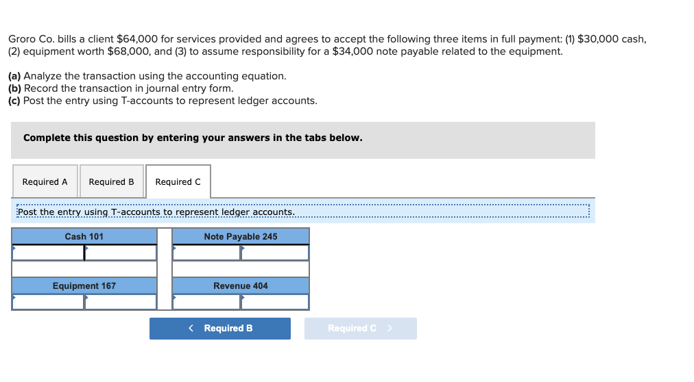 (2) equipment worth $68,000, and (3) to assume responsibility for a $34,000