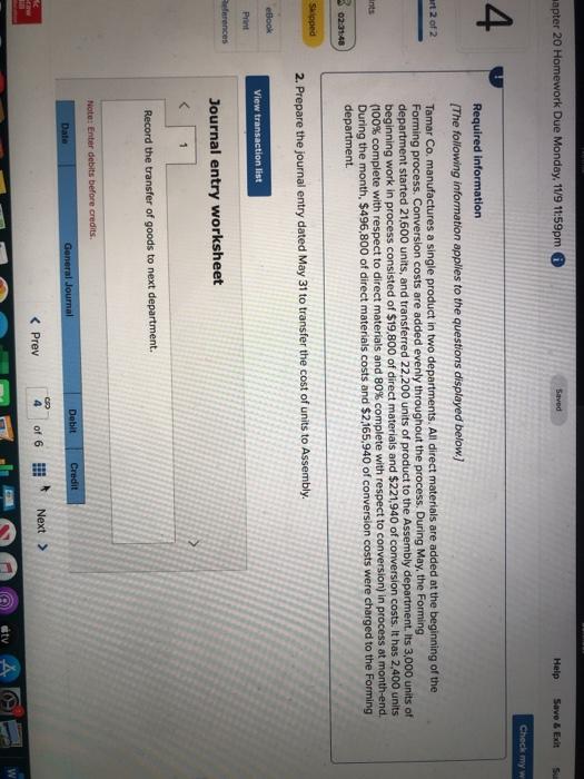  apter 20 Homework Due Monday, 11/9 11:59pm saved Help Save &