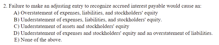  Failure to make an adjusting entry to recognize accrued interest payable
