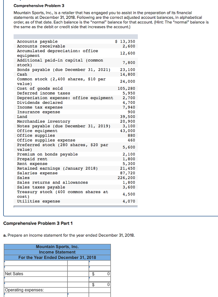 T Thank you for your help! Comprehensive Problem 3 Mountain Sports,