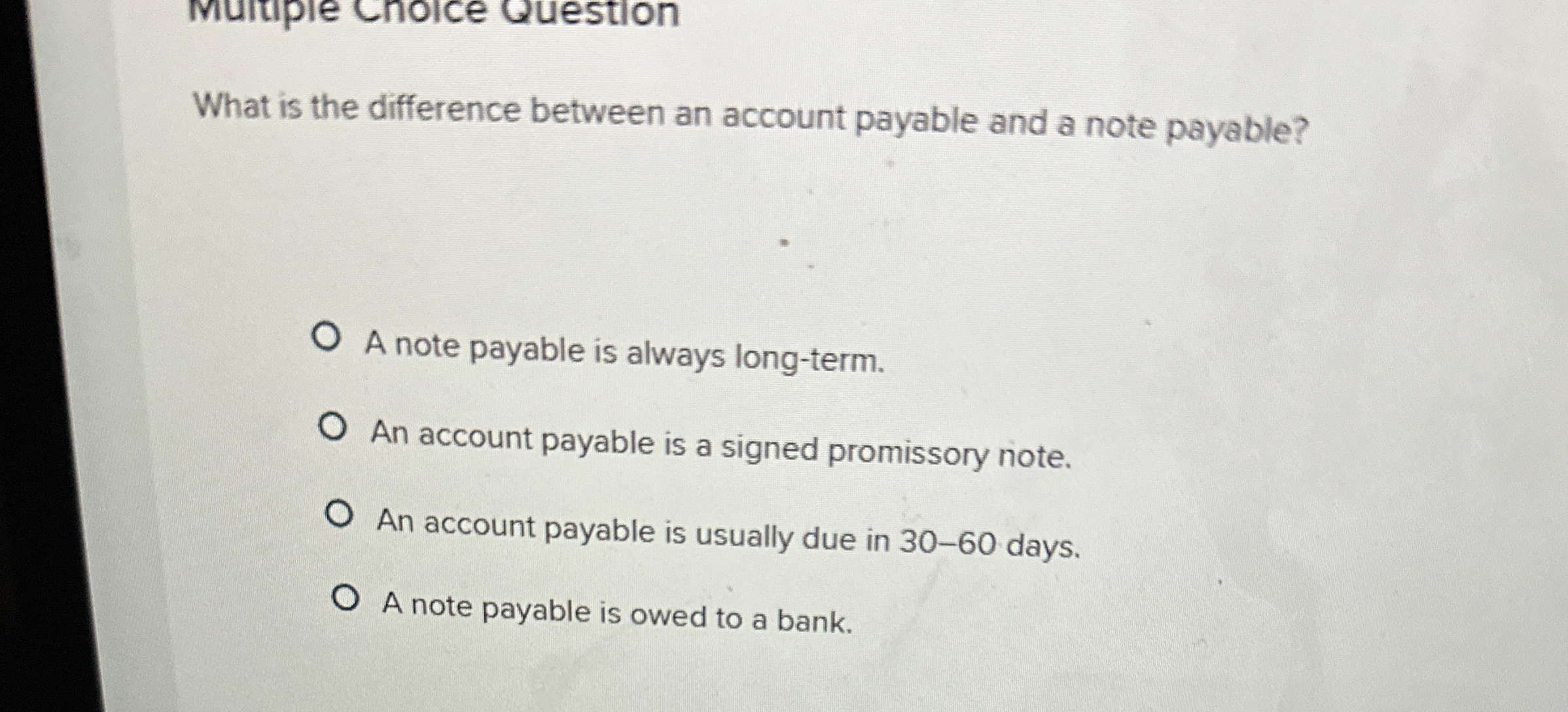  What is the difference between an account payable and a note