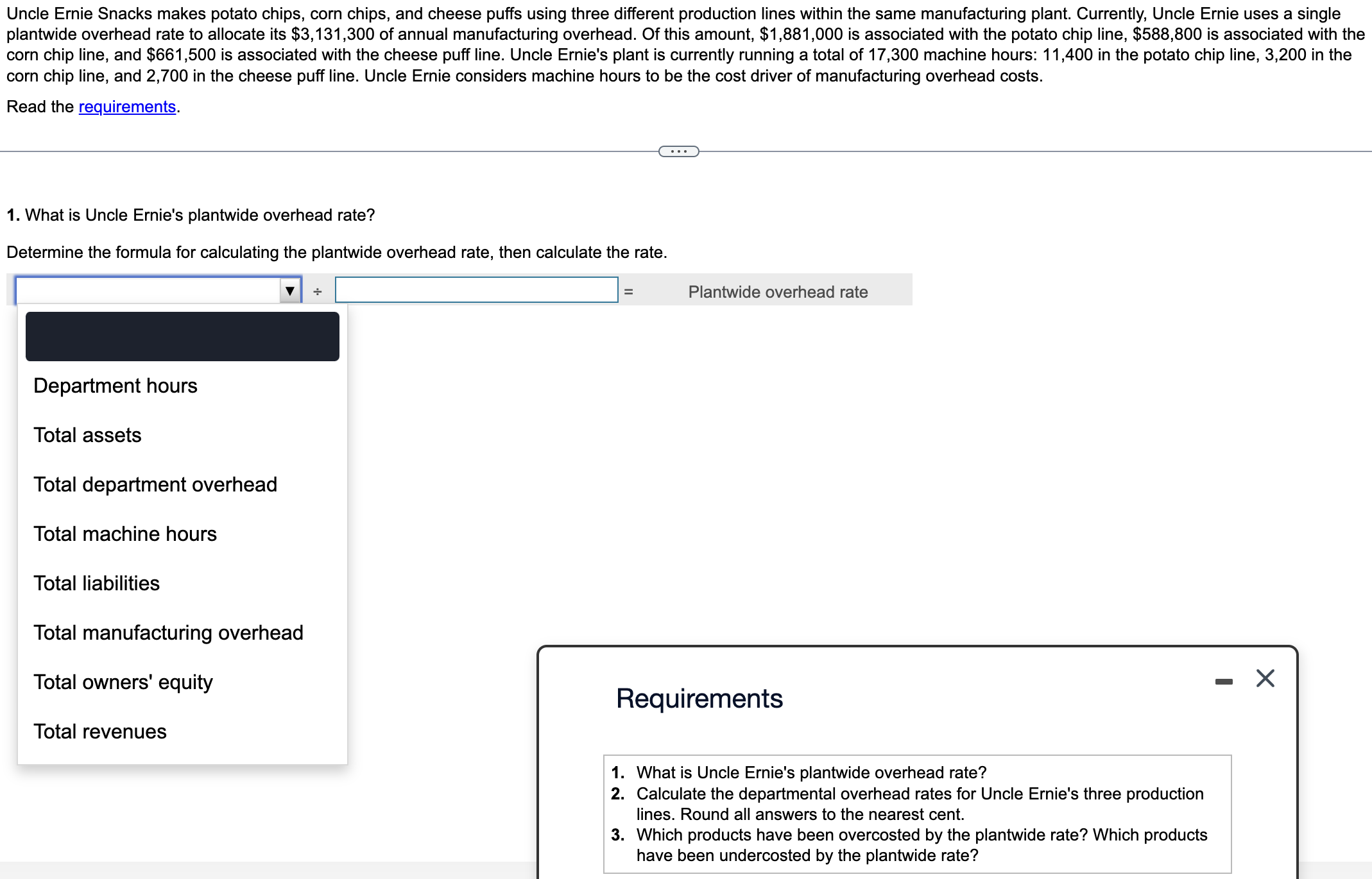 using three different production lines within the same manufacturing plant. Currently, Uncle