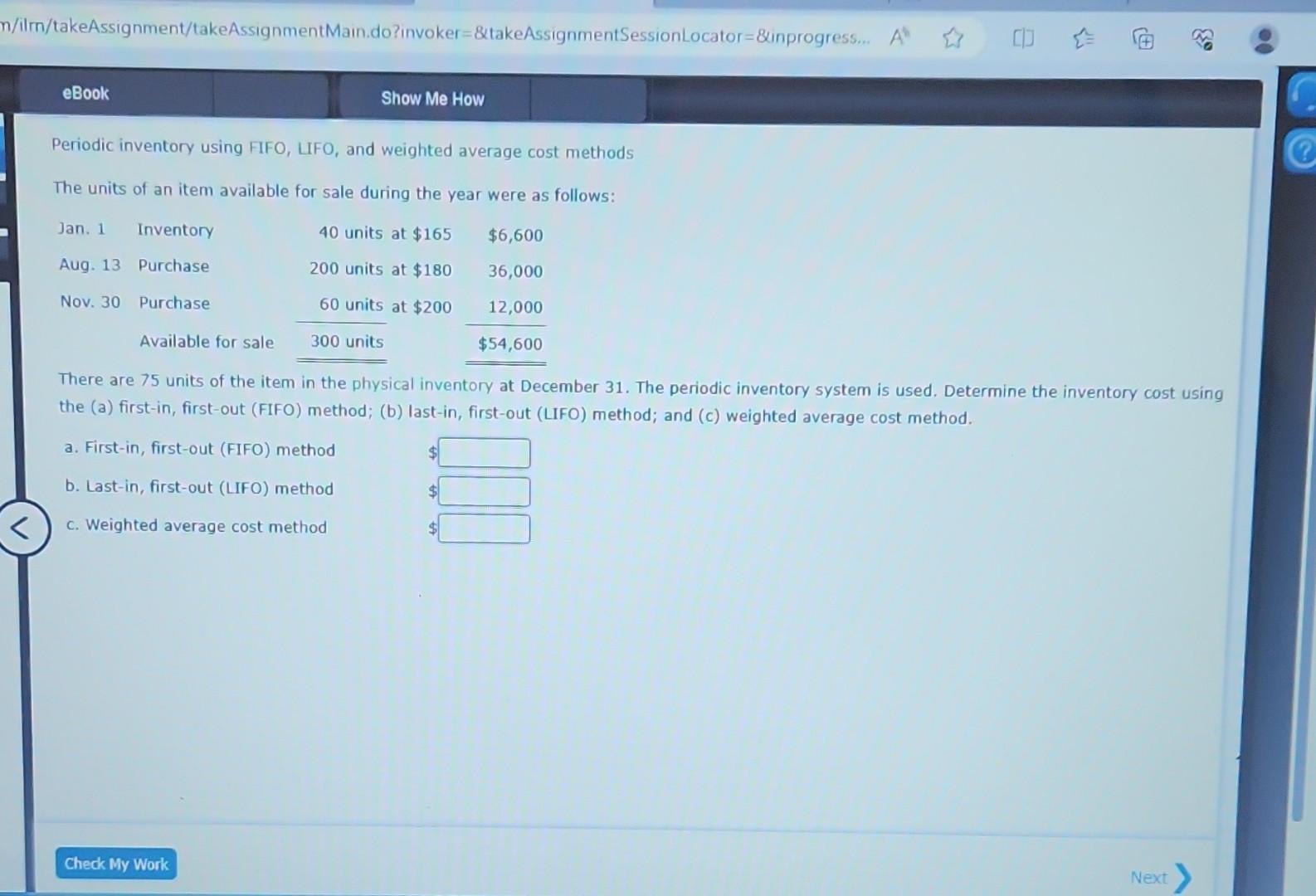 Periodic inventory using FIFO, LIFO, and weighted average cost methods The