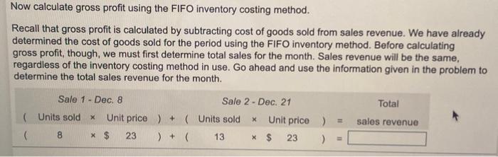 FIFO method. I am having troubles finding the unit price so I