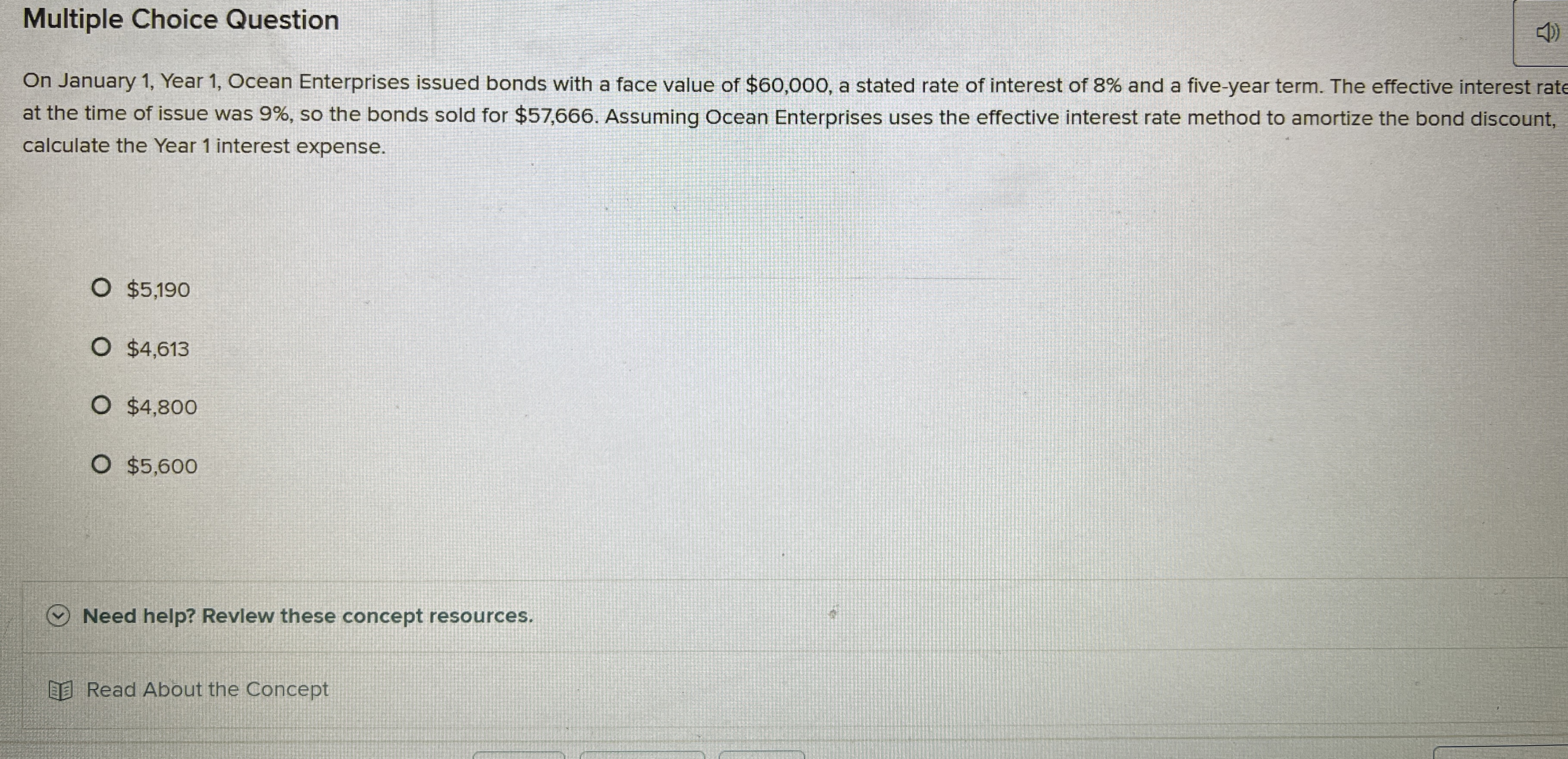  Multiple Choice Question On January 1, Year 1, Ocean Enterprises issued