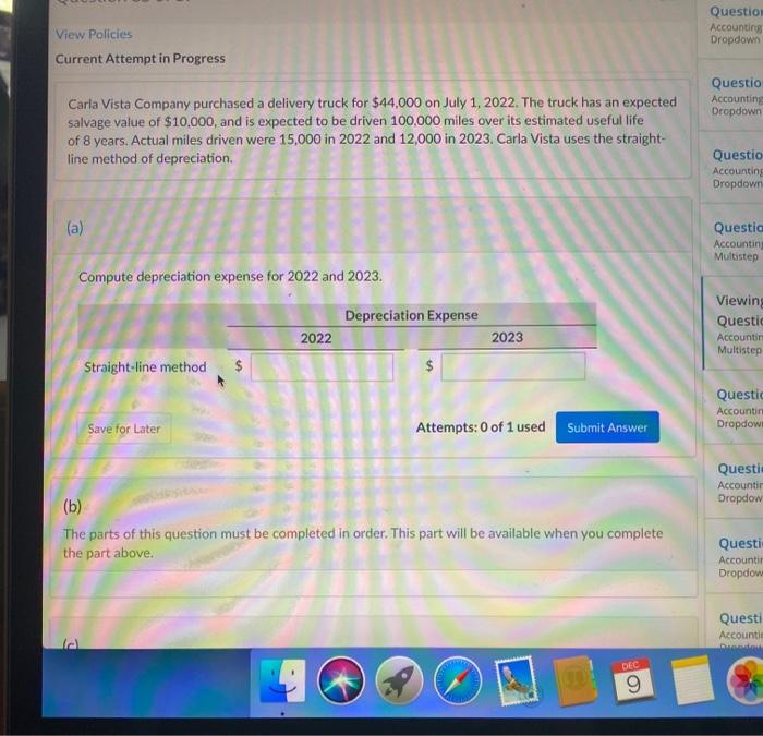 Questio Accounting Dropdown View Policies Current Attempt in Progress Questio Accounting