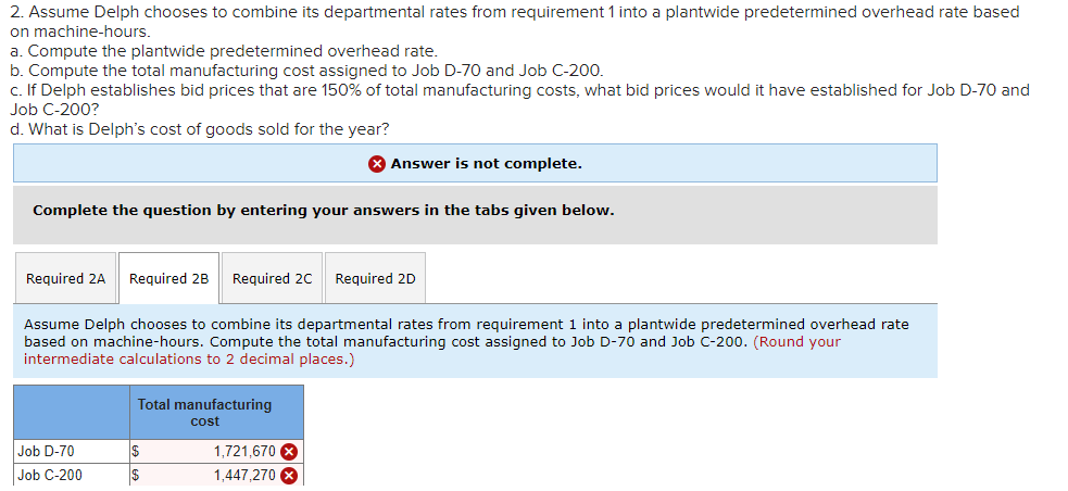 displayed below.] Delph Company uses a job-order costing system and has two