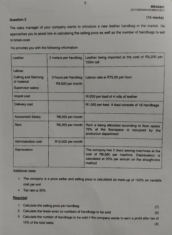  This is the complete question. I'm unable to resolve it. MBA4807