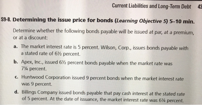  Current Liabilities and Long-Term Debt 43 S9-8. Determining the issue price
