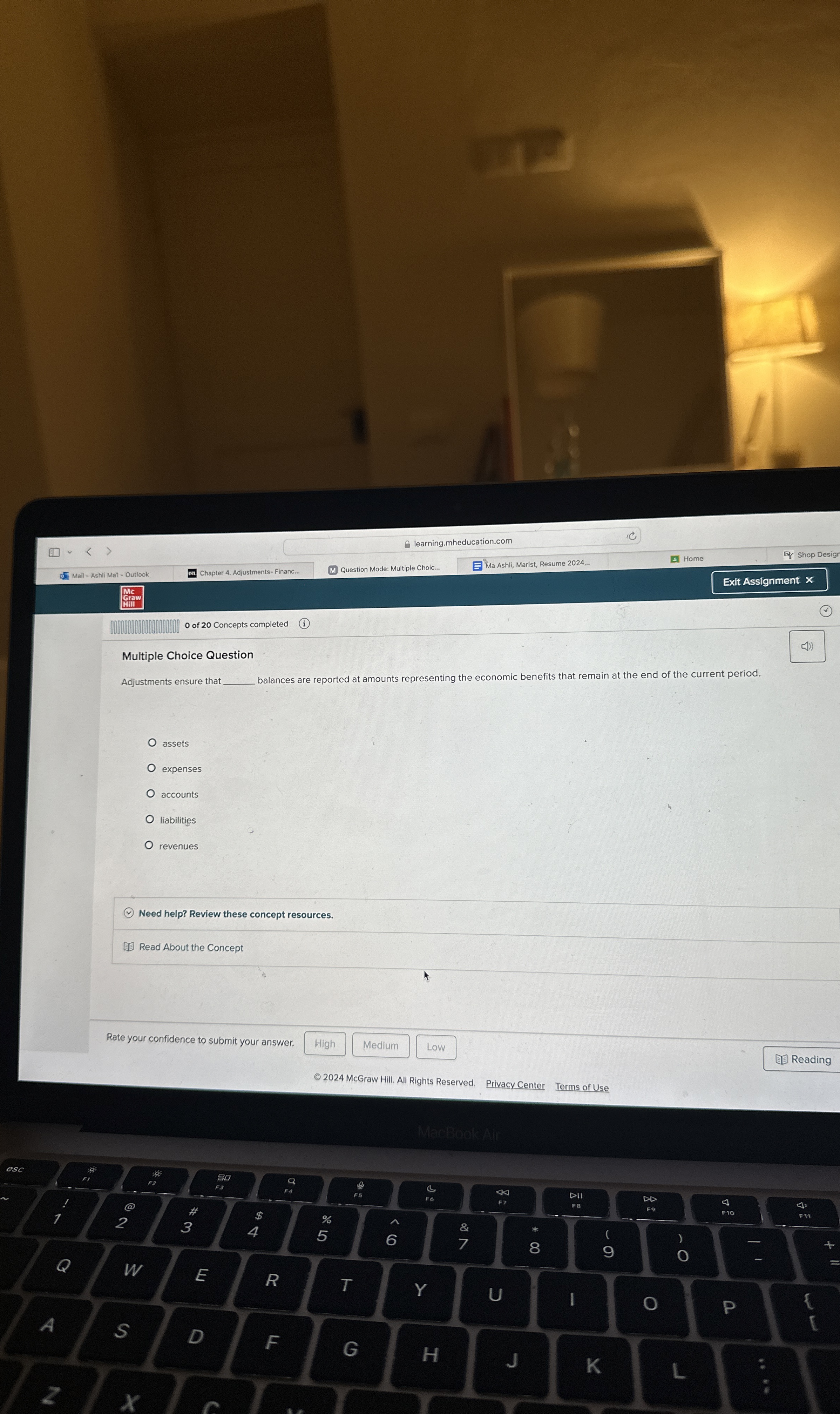  Multiple Choice Question Adjustments ensure that ___ balances are reported at