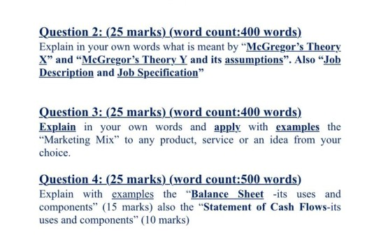 Question 2: (25 marks) (word count:400 words) Explain in your own